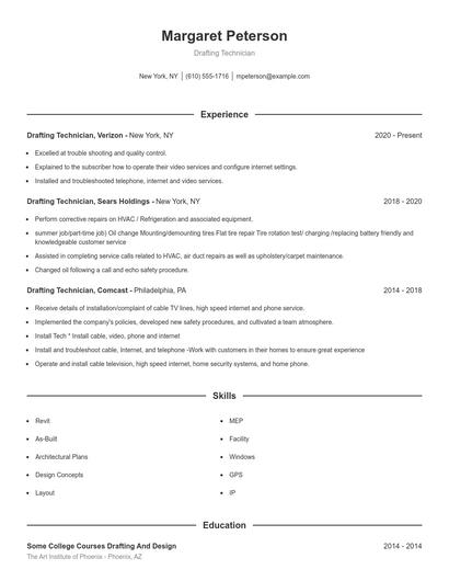 Drafting Technician Resume
