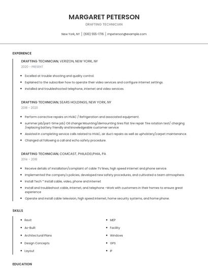 Drafting Technician Resume