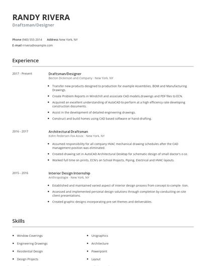 Draftsman/Designer Resume