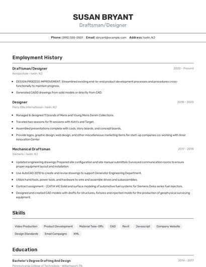 Draftsman/Designer Resume