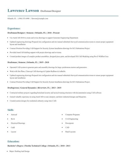 Draftsman/Designer Resume