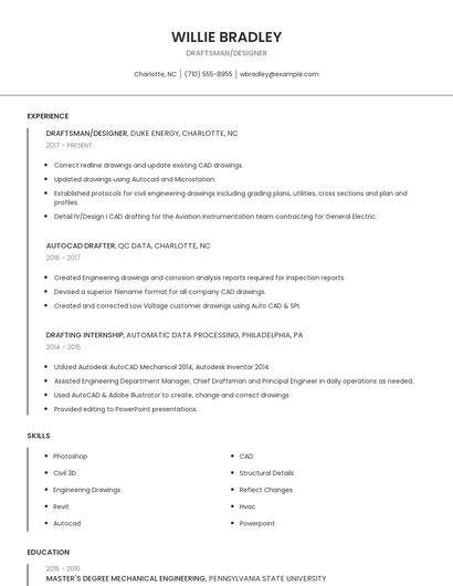 Draftsman/Designer Resume
