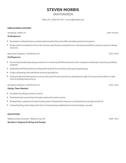 Draftsperson Resume