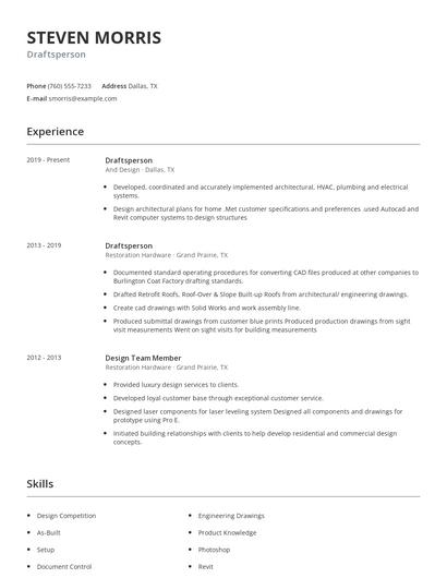 Draftsperson Resume