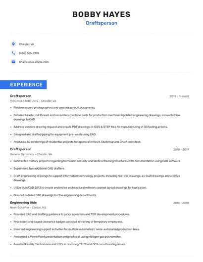 Draftsperson Resume