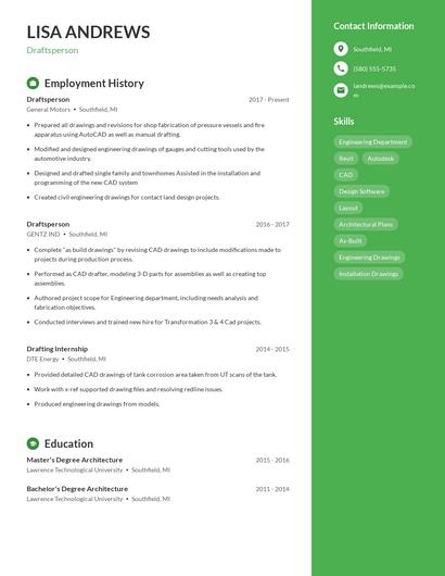 Draftsperson Resume