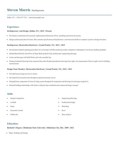 Draftsperson Resume