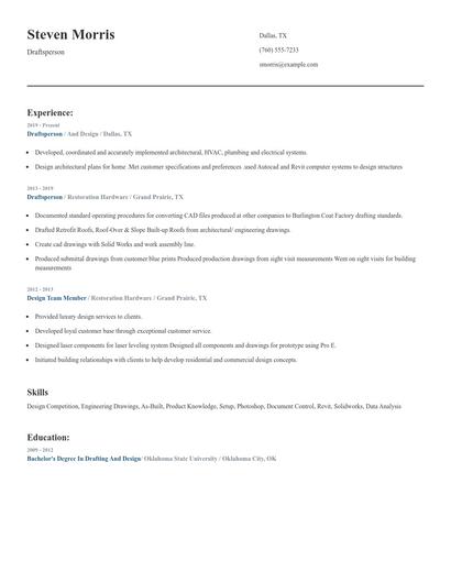 Draftsperson Resume
