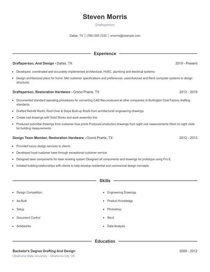 Draftsperson Resume