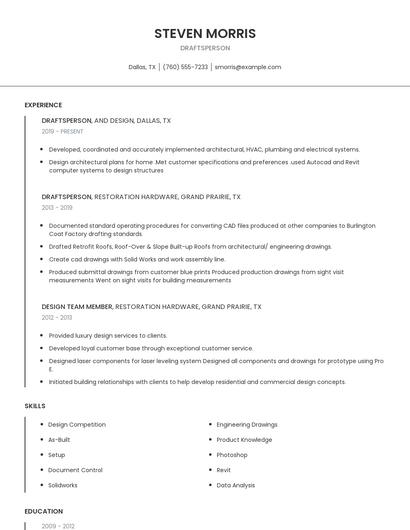 Draftsperson Resume