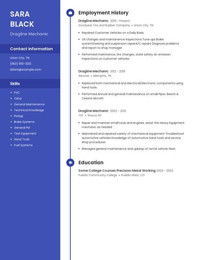 Dragline Mechanic Resume