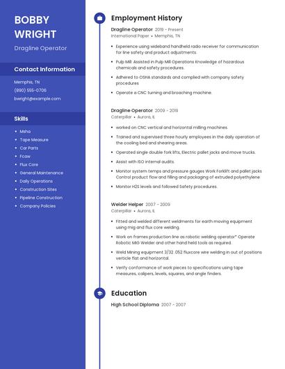 Dragline Operator Resume