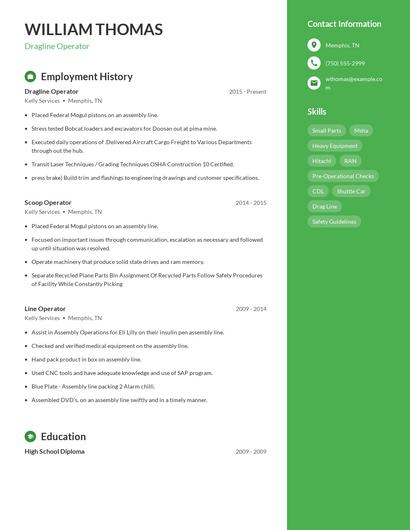 Dragline Operator Resume