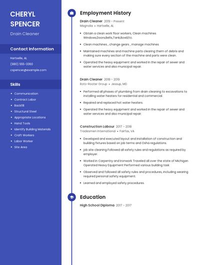 Drain Cleaner Resume