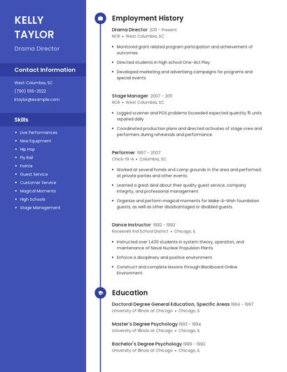 Drama Director Resume