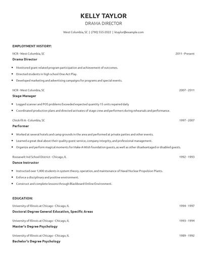 Drama Director Resume