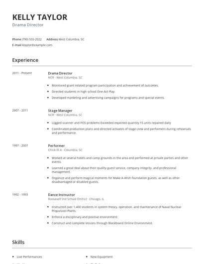 Drama Director Resume