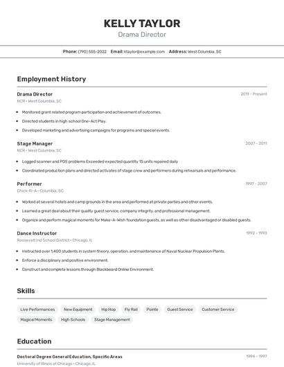 Drama Director Resume