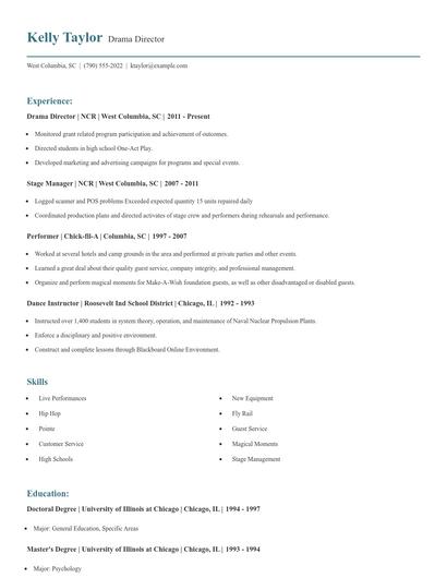 Drama Director Resume