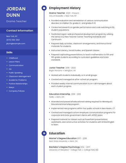 Drama Teacher Resume