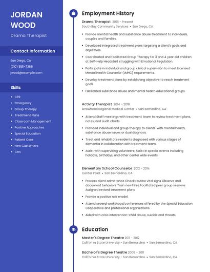 Drama Therapist Resume