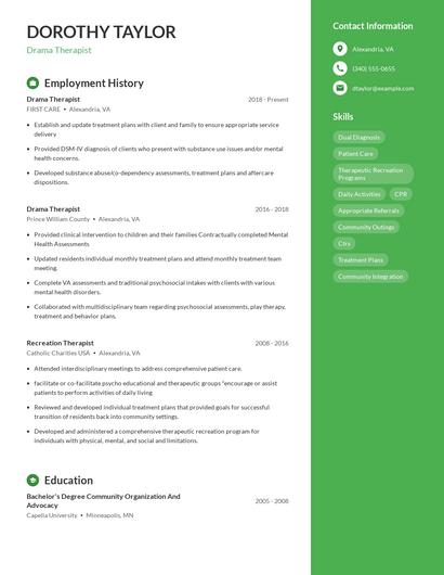 Drama Therapist Resume