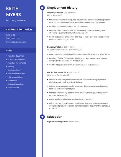 Drapery Installer Resume