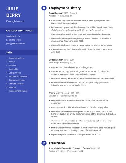 Draughtsman Resume