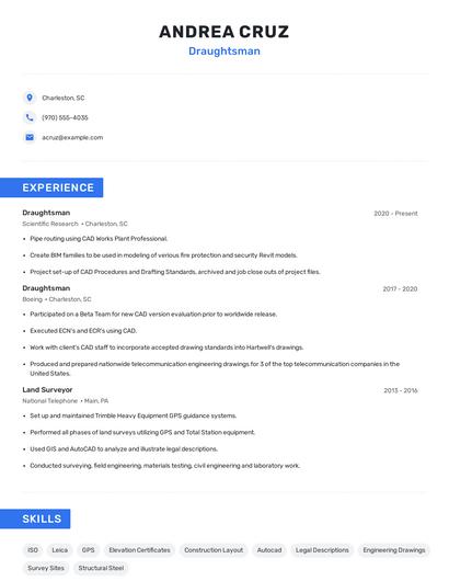 Draughtsman Resume