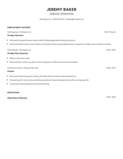 Dredge Operator Resume