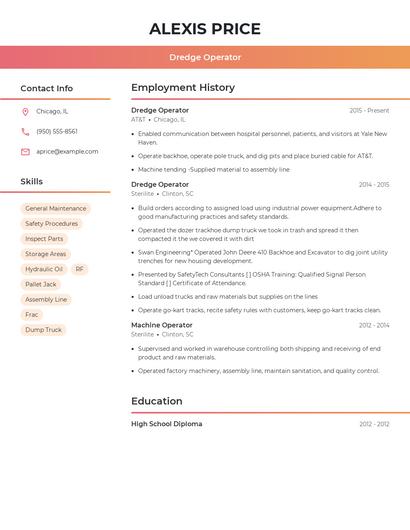 Dredge Operator Resume