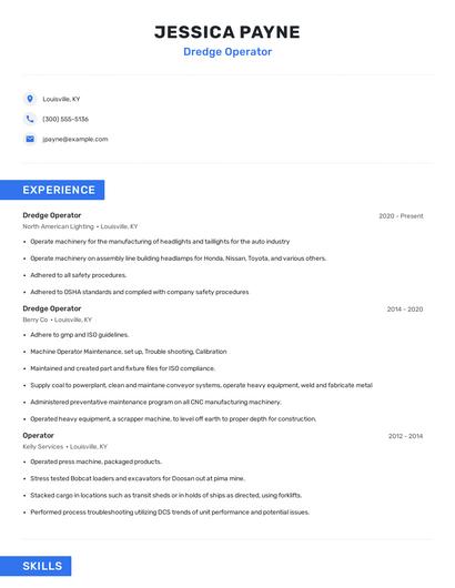Dredge Operator Resume