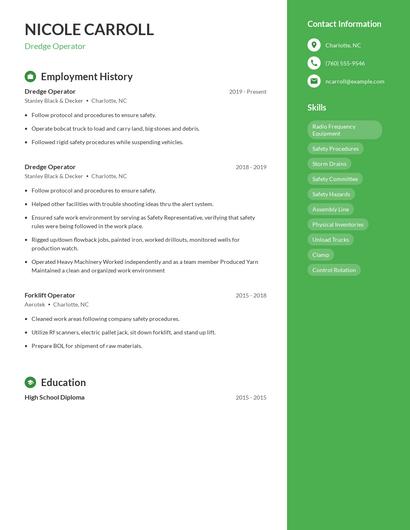 Dredge Operator Resume