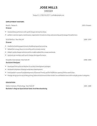 Dresser Resume