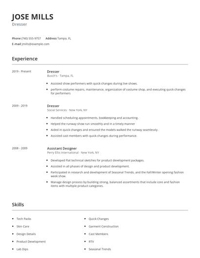 Dresser Resume