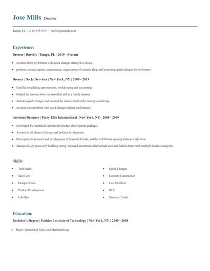 Dresser Resume
