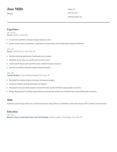 Dresser Resume
