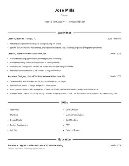 Dresser Resume