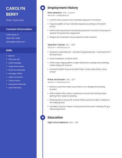 Drier Operator Resume