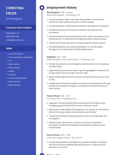 Drill Sergeant Resume