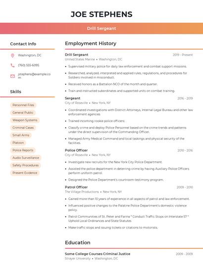 Drill Sergeant Resume