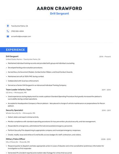 Drill Sergeant Resume