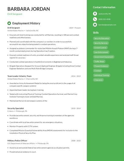 Drill Sergeant Resume