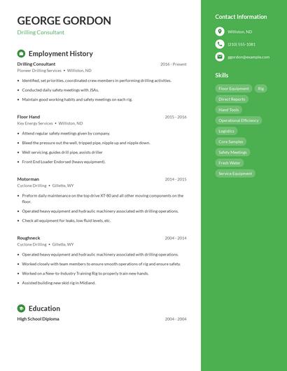 Drilling Consultant Resume