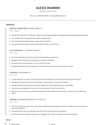Drilling Consultant Resume