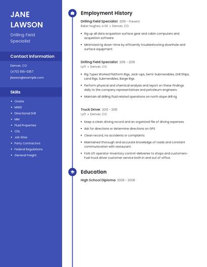 Drilling Field Specialist Resume