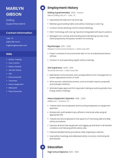 Drilling Superintendent Resume