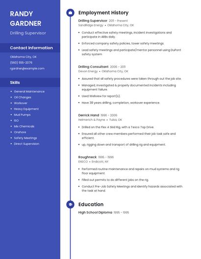 Drilling Supervisor Resume