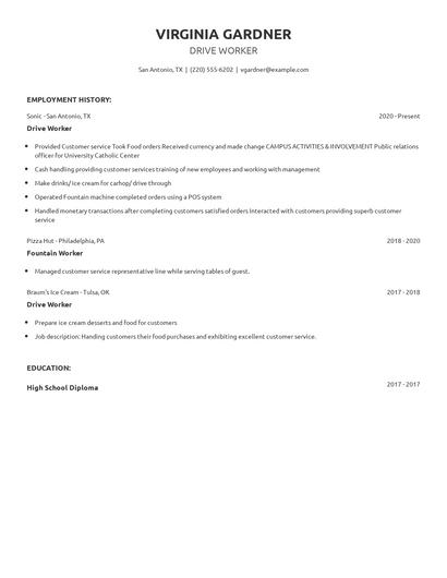 Drive Worker Resume
