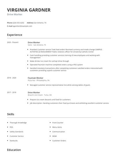 Drive Worker Resume
